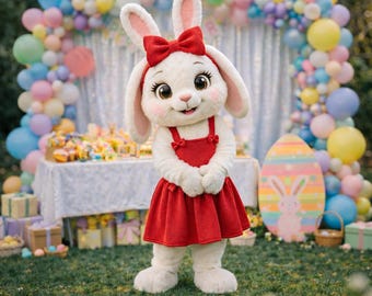 Easter Bunny Costume, White Rabbit Mascot Outfit, Cute Bunny Dress Up, Spring Party Costume, Kids Adult Cosplay Suit, Easter Event Outfit