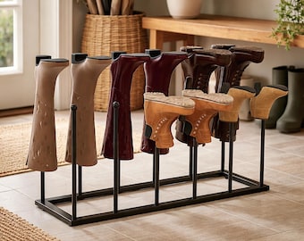 Metal Boot Rack for 6 Pairs, Freestanding Boot Organizer, Cowboy Boot Storage Stand, Entryway Shoe Rack Holder
