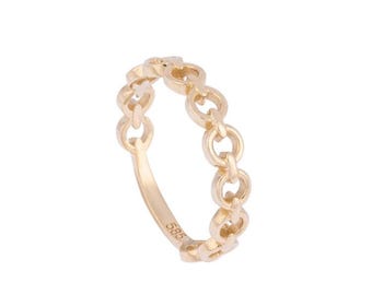 Anillo de banda de múltiples círculos de oro amarillo macizo de 14 quilates