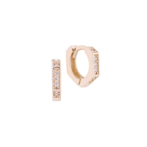 Brincos de argola em ouro maciço 14k com diamantes