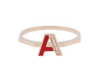 14金無垢ダイヤモンドイニシャルリング