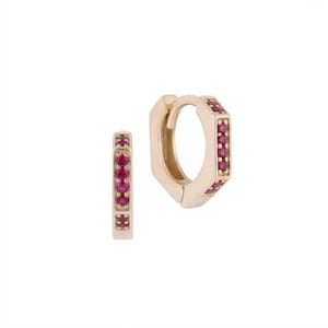14K Solid Gold Diamant Stein Midi Schleife Rubin Ohrringe