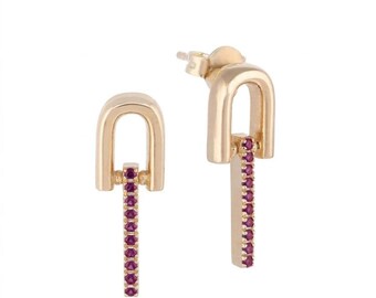 14金無垢ルビードロップピアス