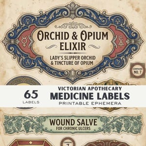 Victorian Apothecary Labels – Printable Ephemera for Junk Journal, Scrapbooking (Digital Download)