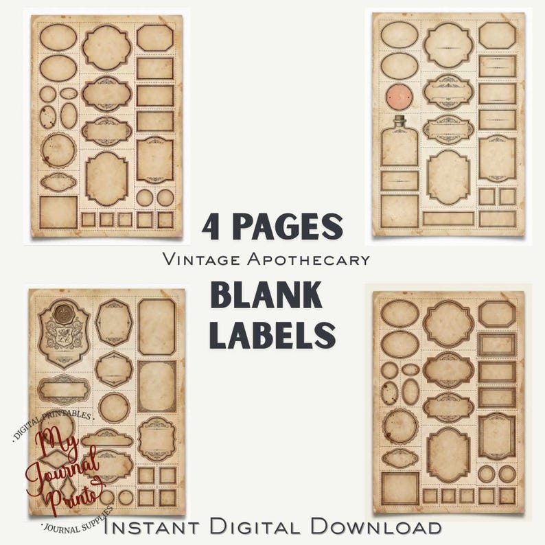Vintage Blank Labels - Apothecary Tags - Scrapbooking Ephemera Kit ...