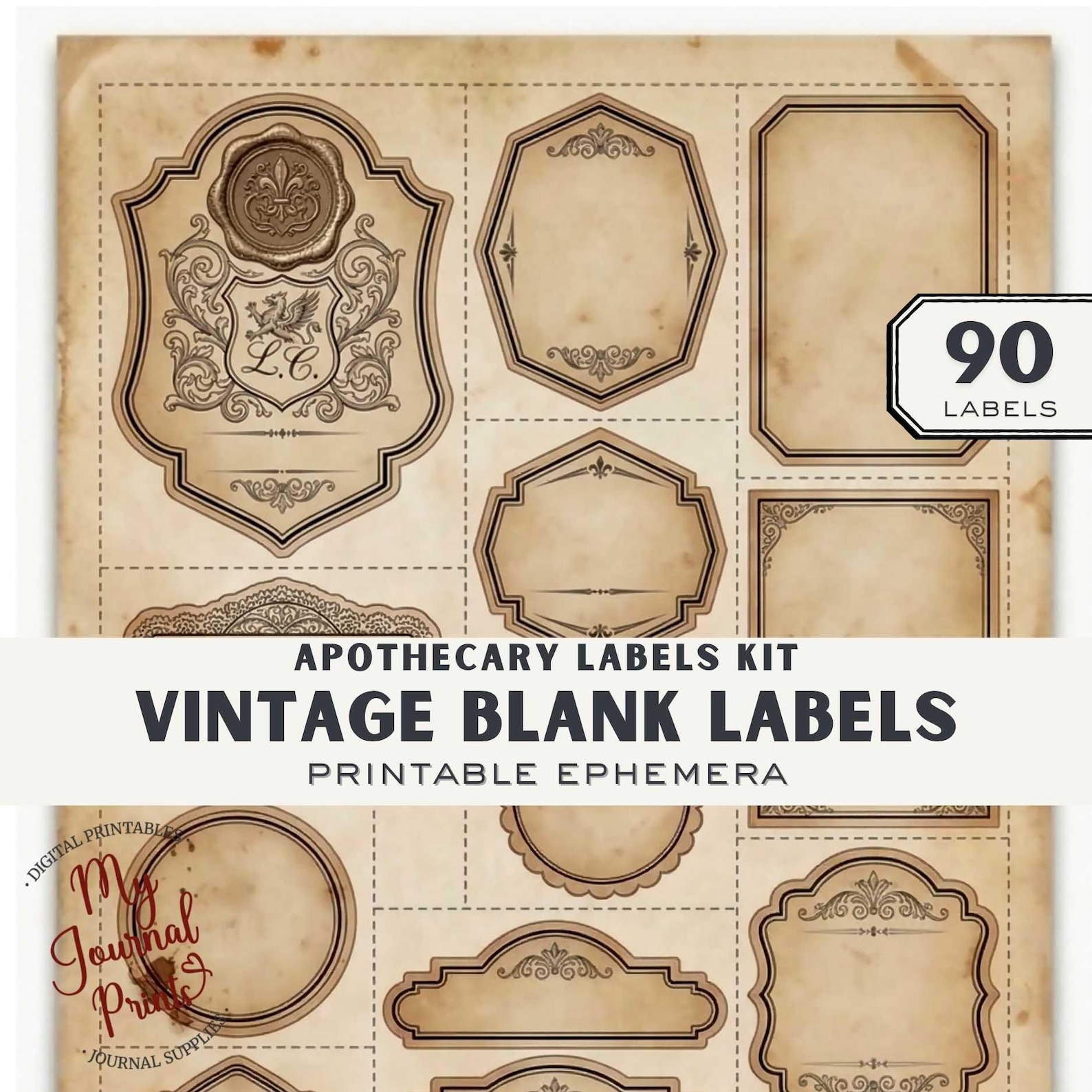 Vintage Blank Labels - Apothecary Tags - Scrapbooking Ephemera Kit ...