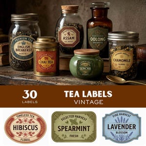 Vintage Tea Labels – Printable Apothecary Label Set
