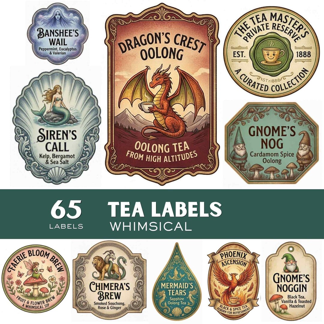 Whimsy Labels Whimsical Vintage Tea Labels – Printable Apothecary Label Set - Etsy