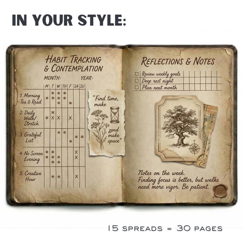 Vintage Notebook Junk Journal Kit – Aged Blank Pages (digital Download ...