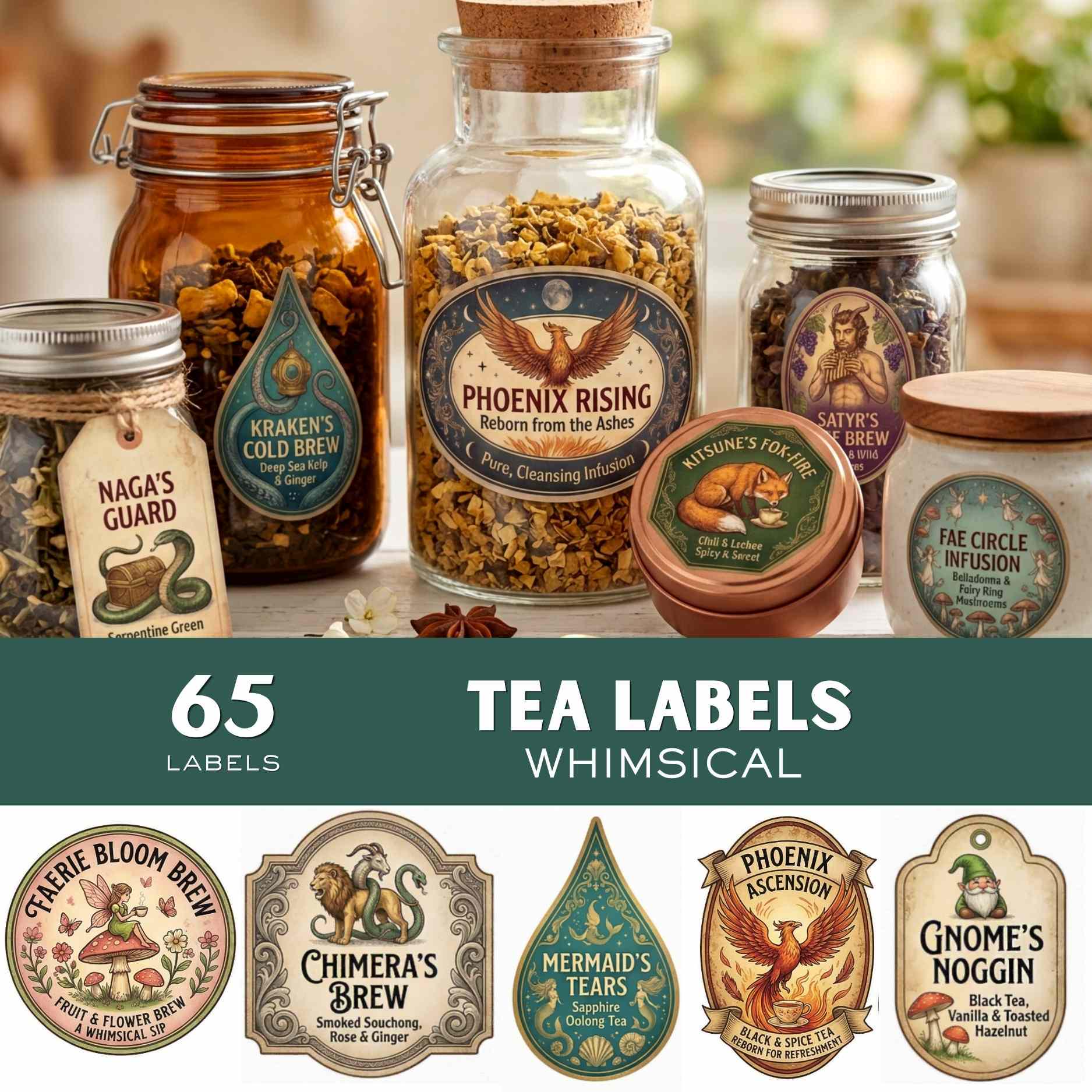 Whimsy Labels Whimsical Vintage Tea Labels – Printable Apothecary Label Set - Etsy