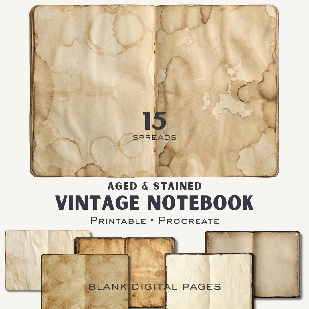 Vintage Notebook Junk Journal Kit – Aged Blank Pages (digital Download ...