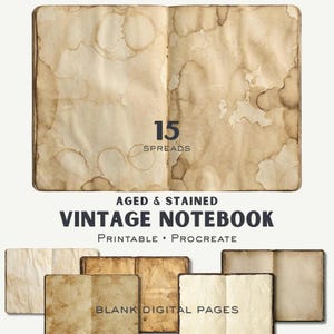 Vintage Notebook Junk Journal Kit – Aged Blank Pages (Digital Download)