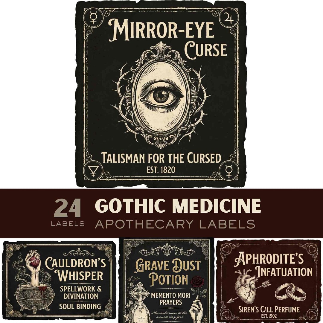 Goth Labels Gothic Apothecary Labels – Printable Dark Academia Potion Labels ...