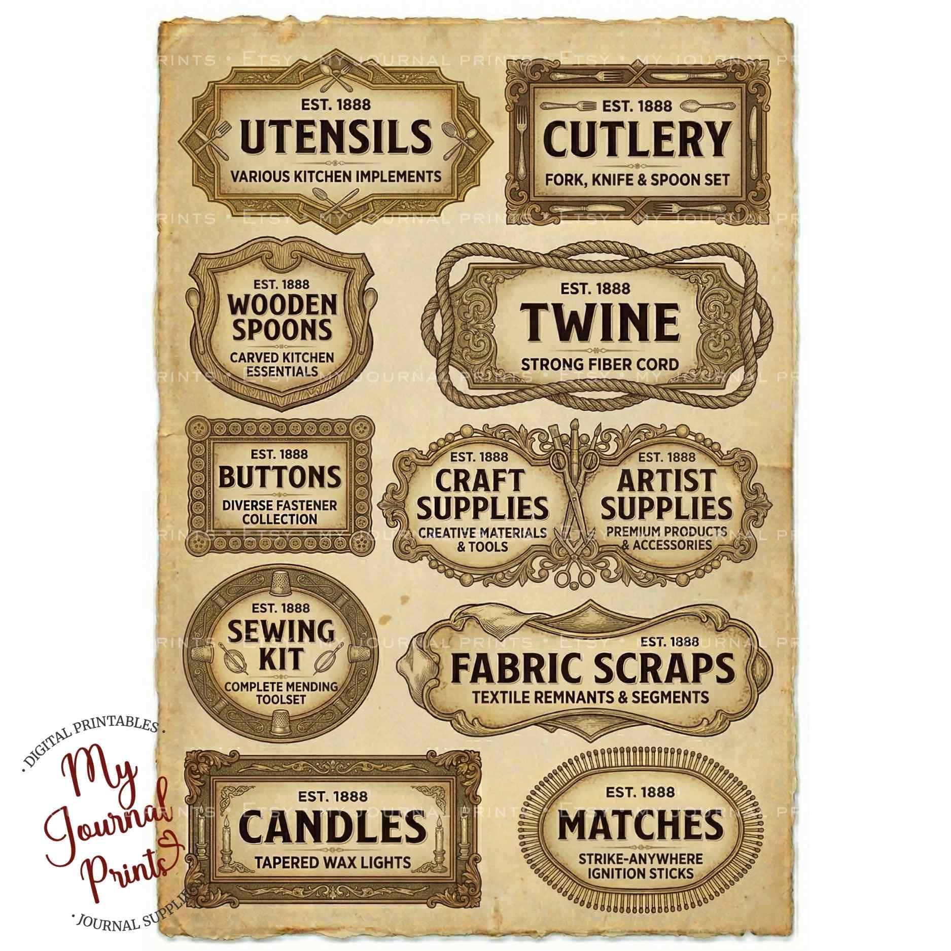 Victorian Pantry Labels – Printable Vintage Kitchen Storage & Farmhouse ...