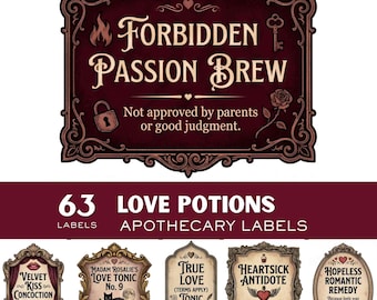 Love Potions Apothecary Labels – Vintage Love Potion Bottle Labels