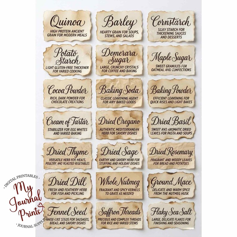 Rustic Recipe Box Labels Rustic Pantry Labels – Printable Farmhouse Kitchen Storage & Spice ...