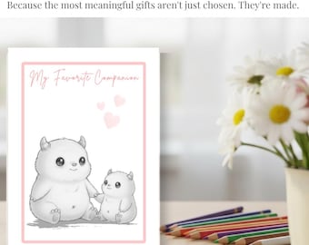 Moederdagkaarten: geanimeerde video-mp4 en afdrukbare kleurplaten | Mindfull cadeau voor moeder | Leuke e-card voor smartphone | Digitaal briefpapier Griffe