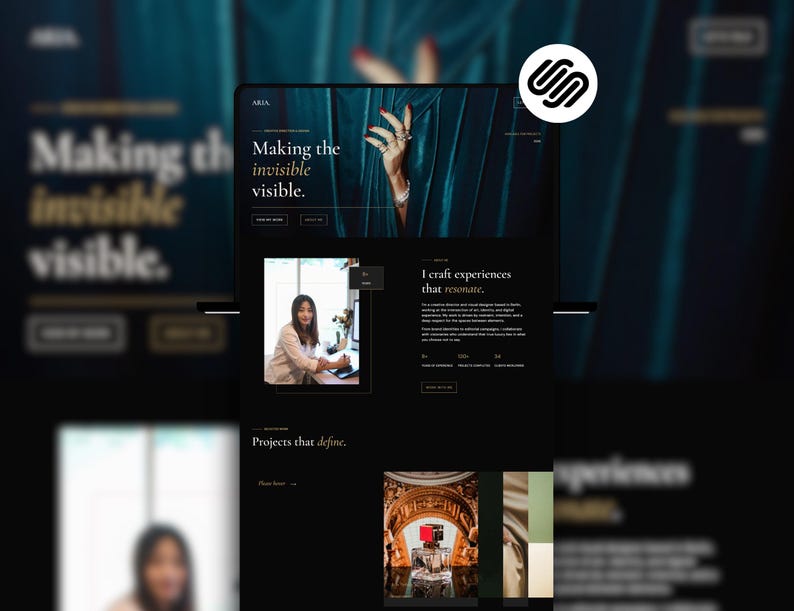Luxus Squarespace Template | One Page Website | Elegante Webseite | Stilvolle Vorlage | Minimalistisches Design (Digitaler Download) Bild 2