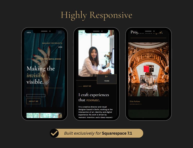 creative template squarespace on mobile