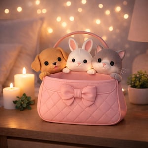 Cute Animal Basket Planter STL, Bunny Cat Dog Planter, Kawaii Storage Pot STL, Nursery Decor, 3D Print Plant Holder