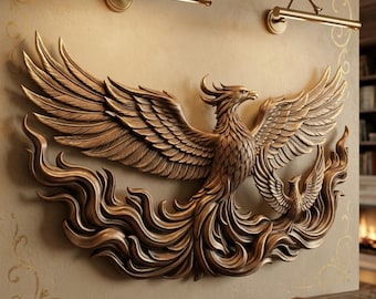 Phoenix Wall Art STL | Phoenix Wall Decor | 3D Printable Phoenix Wall Hanging | Mythical Bird STL File, Fantasy Home Decor, Digital Download