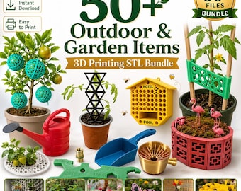 Outdoor Garden STL Bundle – 50+ 3D Printing Files for Planters, Trellis, Bee Hotel, Plant Supports & Yard Decor