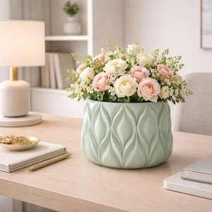 Modern Textured Planter STL | Decorative Flower Pot STL | Geometric Plant Pot stl | Minimalist Planter STL | Succulent Pot stl