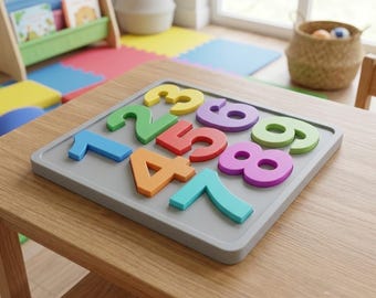 Number Matching Puzzle STL | Montessori Toddler Math Toy 3D Print | Educational Number Board 3D Model | Kids STEM Learning Digital Download