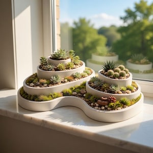 Maceta escalonada para suculentas (STL) / Maceta multinivel para flores (impresión 3D) / Maceta moderna de escritorio (STL) / Soporte decorativo para plantas (STL)