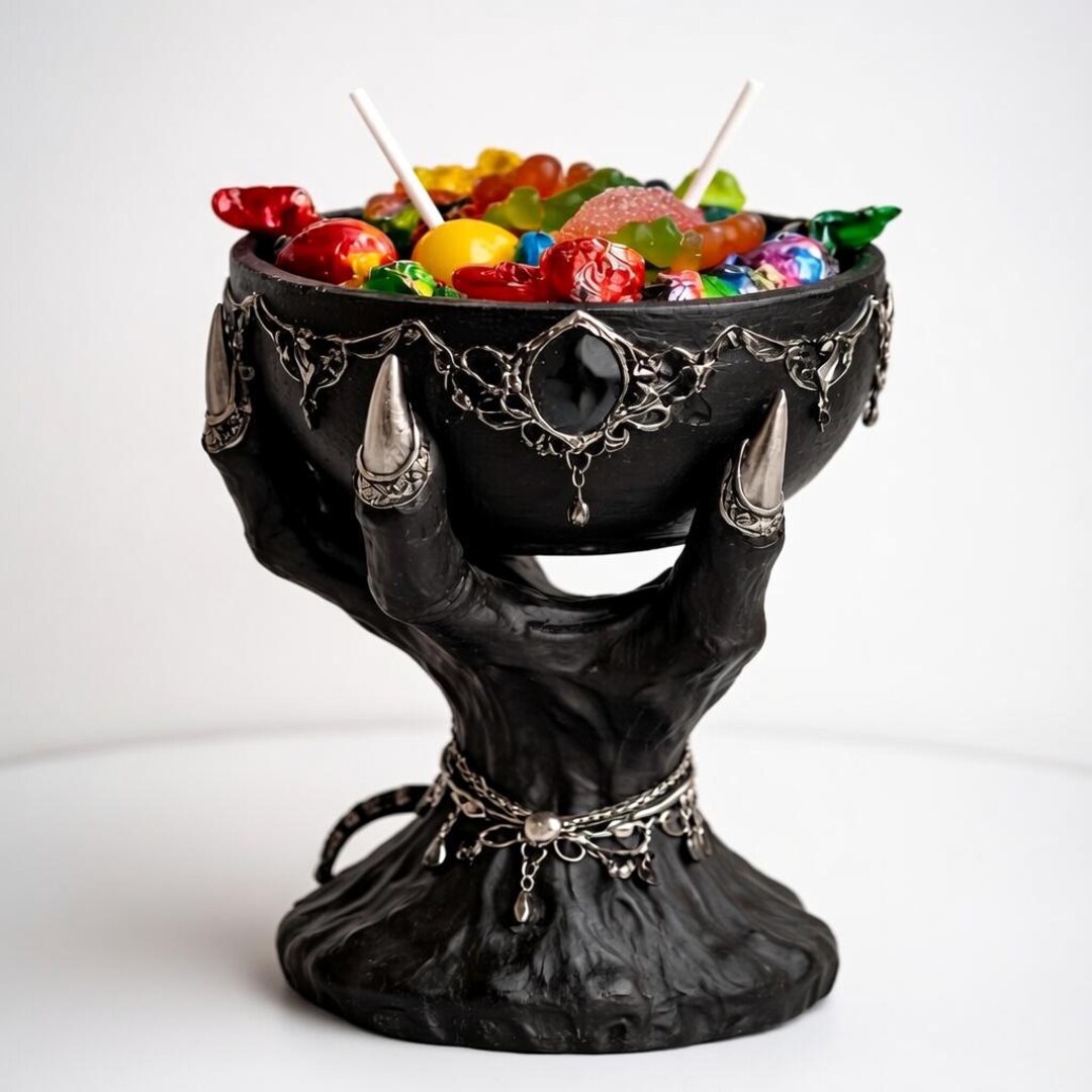 Gothic Candy Machine Gothic Hand Candy Bowl • Sculptural Dark Table Decor, Halloween Snack ...