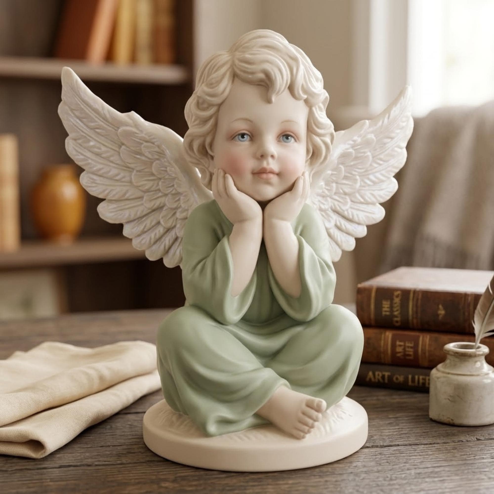Sitting Angel Statue - Etsy