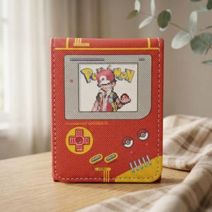 Game Boy Theme Pokémon Card Holder, Pixel Style Trading Card Storage Case for TCG, Item Collector for Retro Console Fans
