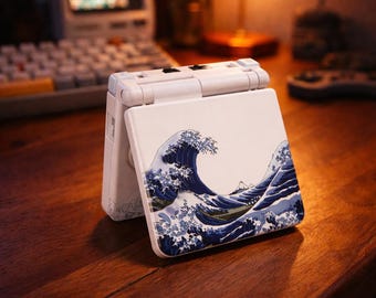 Replacement Shell for Gameboy Advance SP, Great Wave Style Gameboy Case, Retro Handheld Console, Vintage Gaming, Gamer Gift