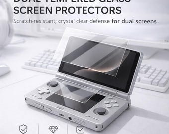 AYN THOR Screen Protector, Tempered Glass Dual Screen, Scratch Resistant, Anti-Fingerprint, Bubble Free Install, Crystal Clear Film