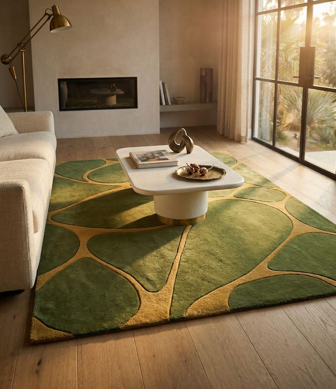Modern Organic Green Hand Tufted Rug – Abstract Moss Shape Area Rug ...