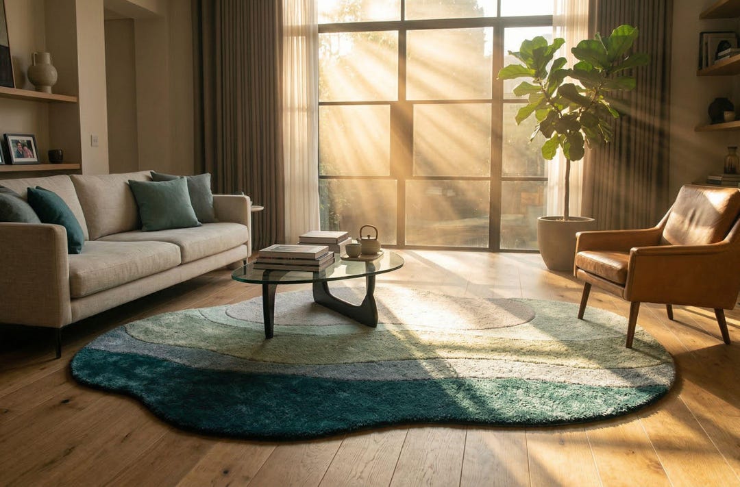 Modern Organic Shape Hand Tufted Rug — Abstract Wave Area Rug, Luxury ...