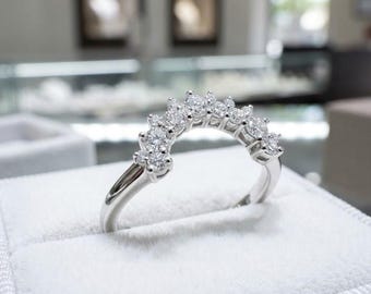 Realzador de anillo de moissanita, protector de corona vintage, alianza de boda de plata de ley 925, realzador de anillo hecho a mano
