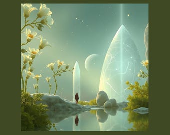 Bio-architecture | 5 Sage Green Utopian Fantasy Wall Art (Digital Download)