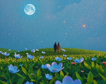 Fantasy Landscapes | 4 Romantic Celestial Artwors for Stargazers | Printable Wall Art (Digial Download)
