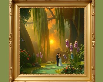 Fantasy Landscapes | 6 Golden Interior Floral Printable Wall Art (Digital Download)