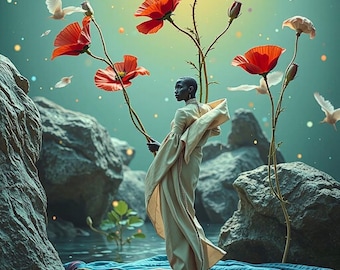 Nature Goddess | 2 Surreal Feminine Artworks | Printable for Wall Art (Digital Download)