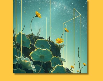 Bio-architecture | 3 Holographic Features in a Sci-Fi Landscape | Printable Wall Art (Digital Download)