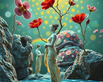 Nature Goddess | 2 Ethereal Feminine Artworks | Printable for Wall Art (Digital Download)