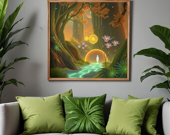 Fantasy Landscapes | 4 Golden Otherworldly Wall Art (Digital Download)
