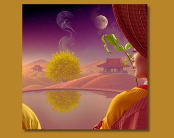 Fantasy Landscapes | 4 Golden Desert Alternate Reality Printable Wall Art (Digital Download)
