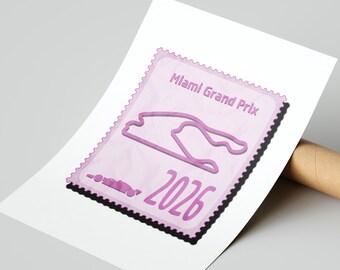 F1 Miami Grand Prix 2026 Rennstrecke - Stempel Stil Retro Poster