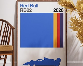 Red Bull Sleek F1 Team Poster Max Verstappen Minimalist Racing Print Grandprix Fahrerfarben Formel 1 Wandkunst Isack Hadjar Design