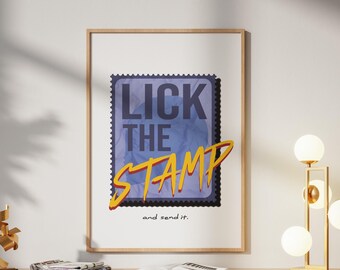 F1 Modern Art Print Daniel Ricciardo Minimalistisches Plakat ""Lick The Stamp"" Retro Zitat Wandkunst