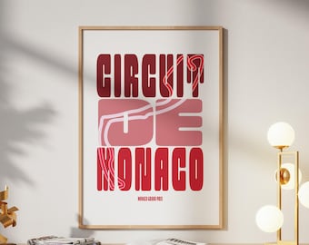 Monaco Poster Formel 1 Iconic Racing Print Motorsport Track Artistic Design Sleek Circle De Monaco F1 Wandkunst für Erwachsene