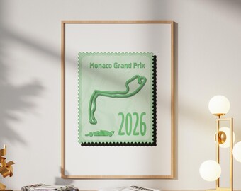 F1 Monaco Grand Prix 2026 Rennstrecke Wand Kunst Stempel Stil Retro Poster